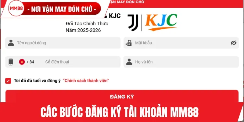 Các bước đăng ký tài khoản MM88